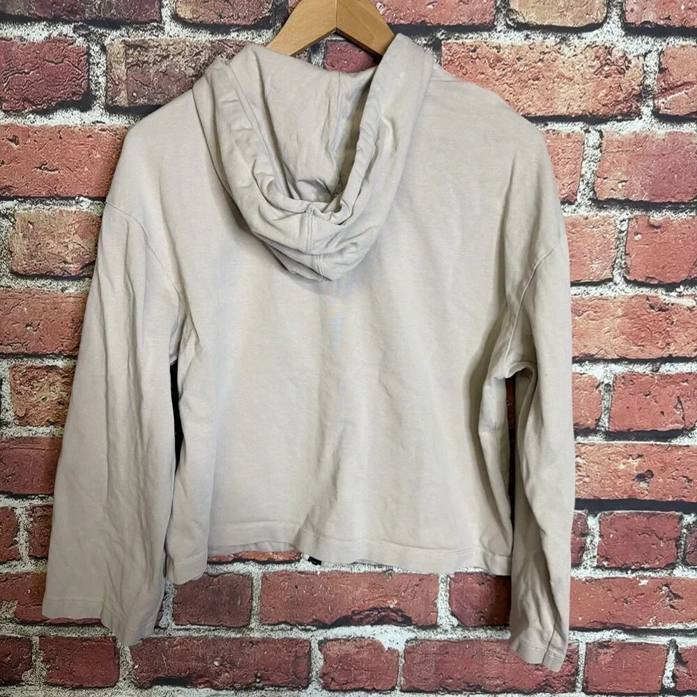 Nike Sportswear Full Zip Cropped Boxy Hoodie Pullover Beige Womens Medium